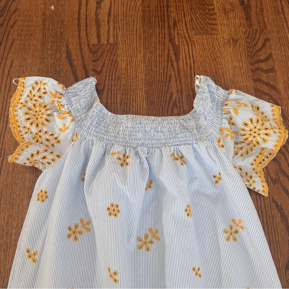 Zara Blue Yellow Bohemian Eyelet Off-Shoulder Embroidered Mini Sundress Size S - Picture 8 of 10